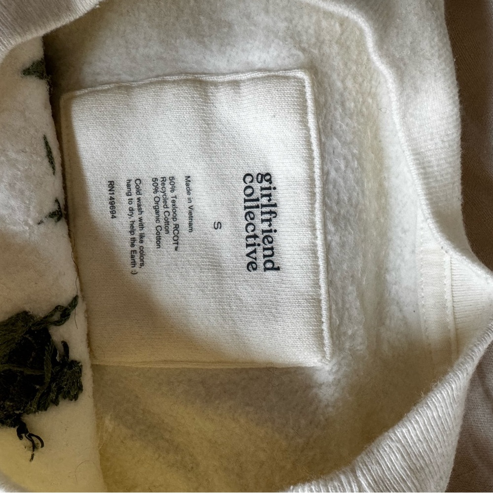 Girlfriend Collective White Sweatshirt with Floral Embroidery - Picture 3 of 3